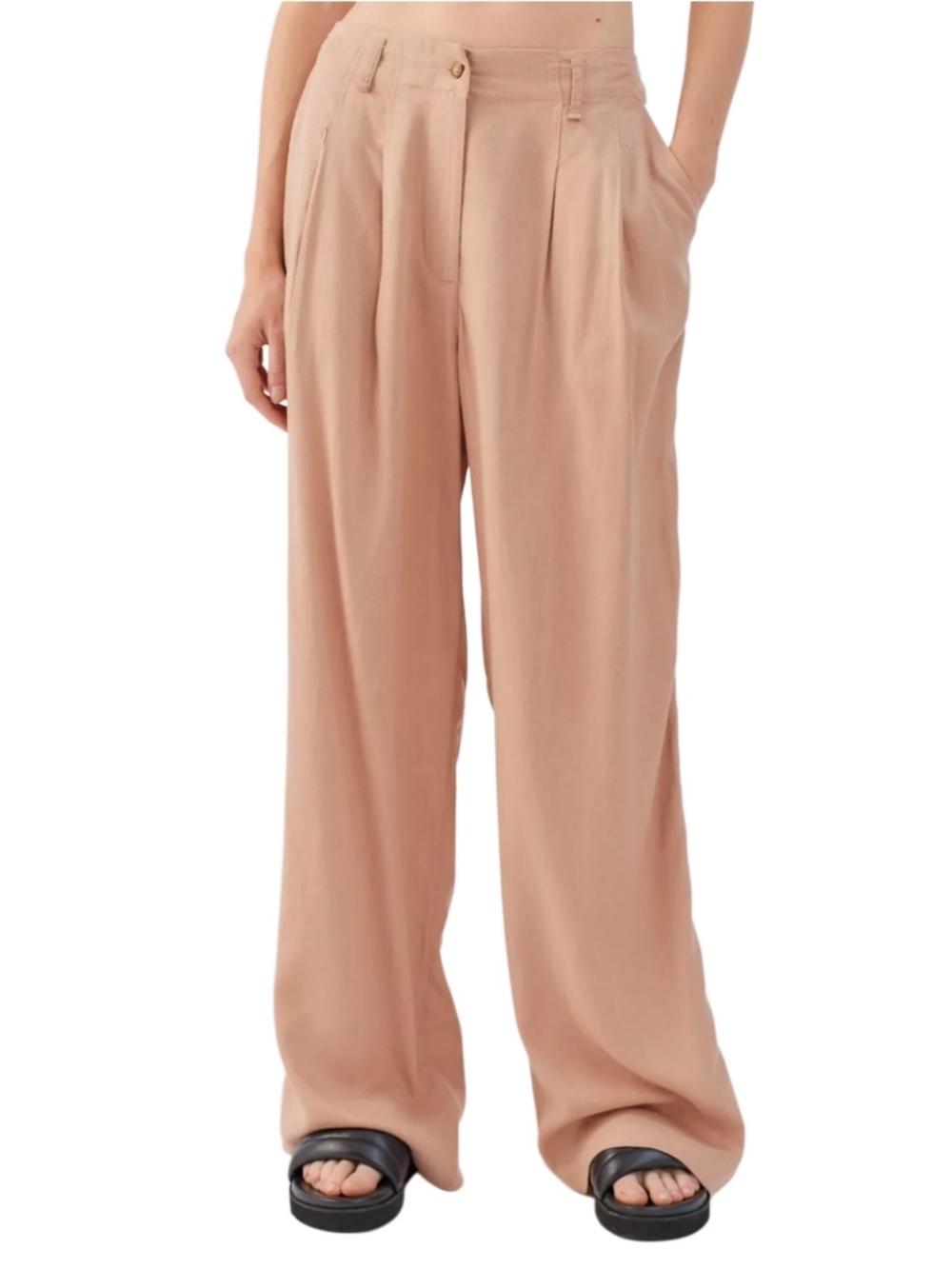 Urban Outfitters Womens Dusty Rose Red Nothing But Business Linen Trouser Size 0